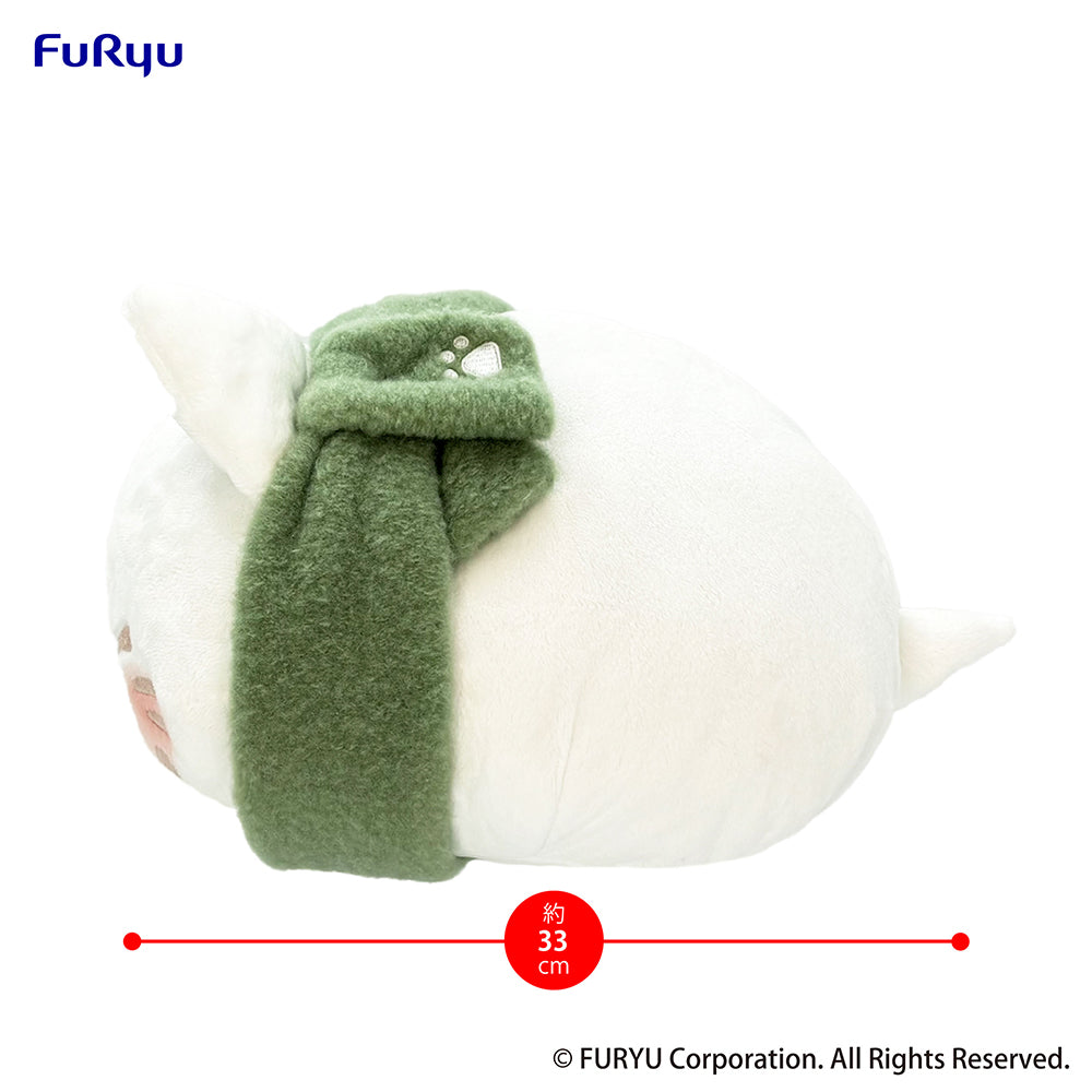 Nemuneko Cat Big Plush Toy with Green Scarf - Official Banpresto Japanese Collectible