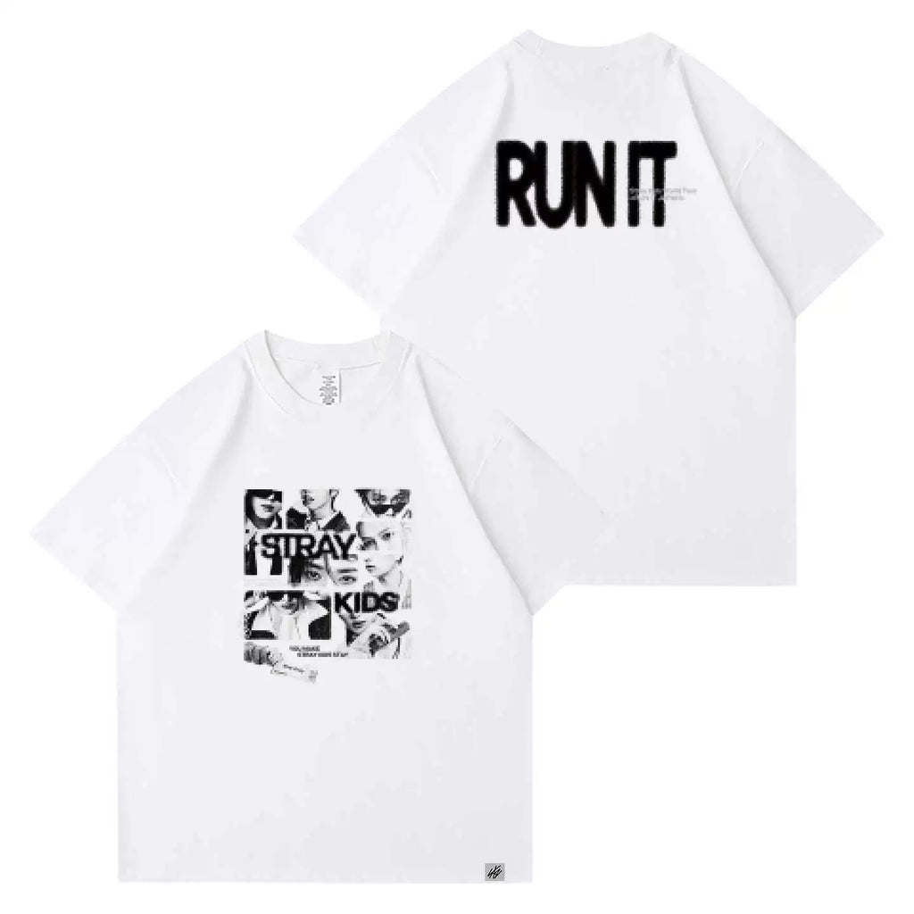 SKZ World Tour RUN IT Printed Short-sleeved T-shirt