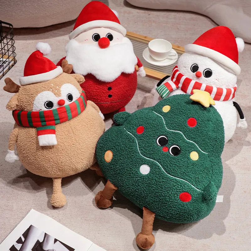Adorable Plush Christmas Companions: Chubby Reindeer, Santa, and Snowman!