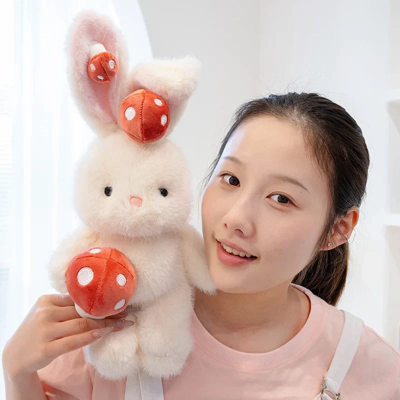 Adorable Kawaii White Bunny Mushroom Stuffed Toy