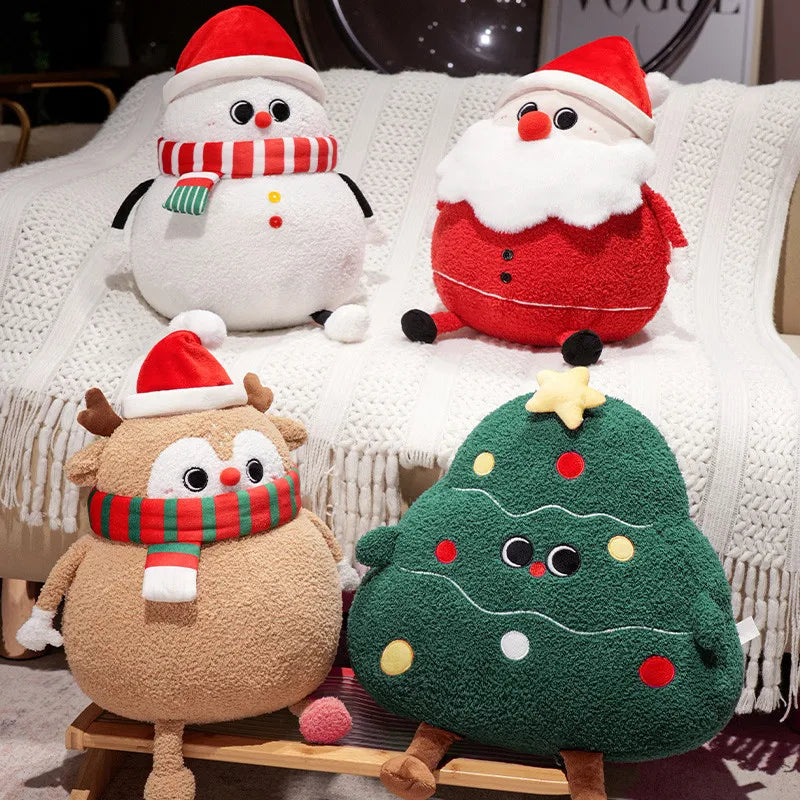 Adorable Plush Christmas Companions: Chubby Reindeer, Santa, and Snowman!