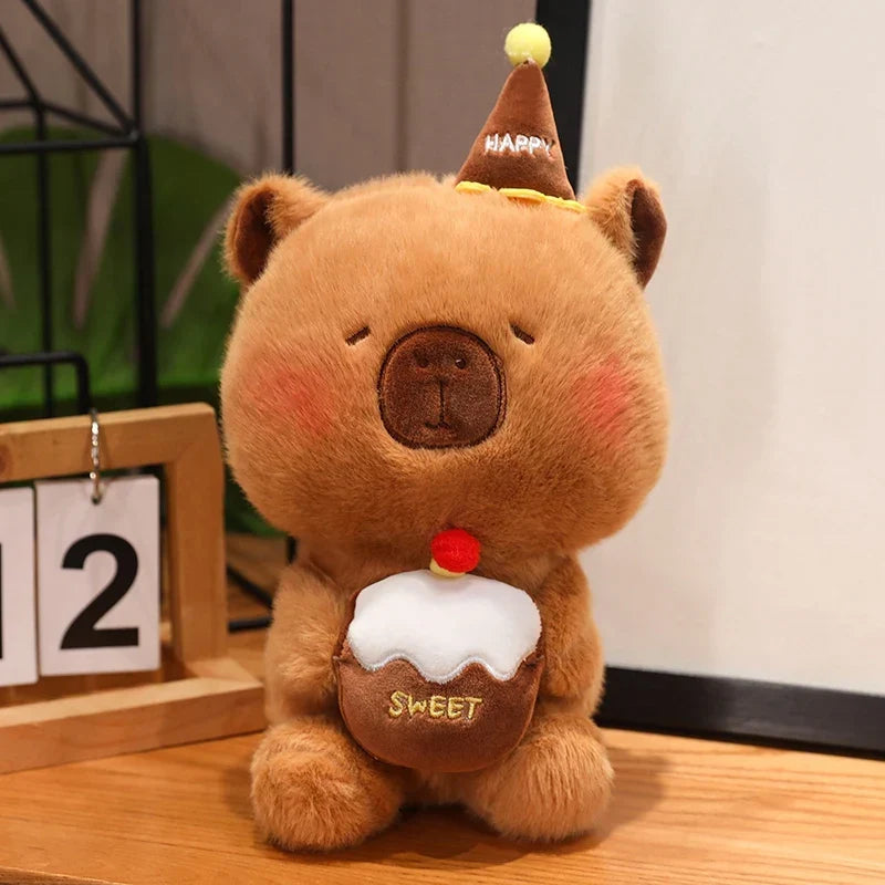 Adorable Capybara and Bear Birthday Cake Plushies for a Joyful Celebration!