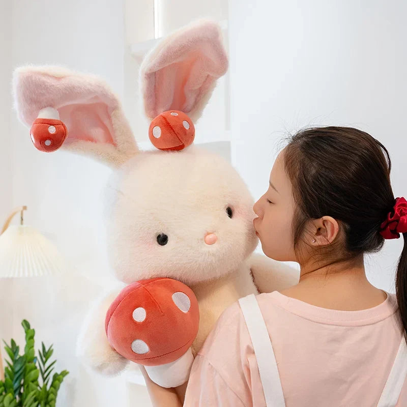 Adorable Kawaii White Bunny Mushroom Stuffed Toy