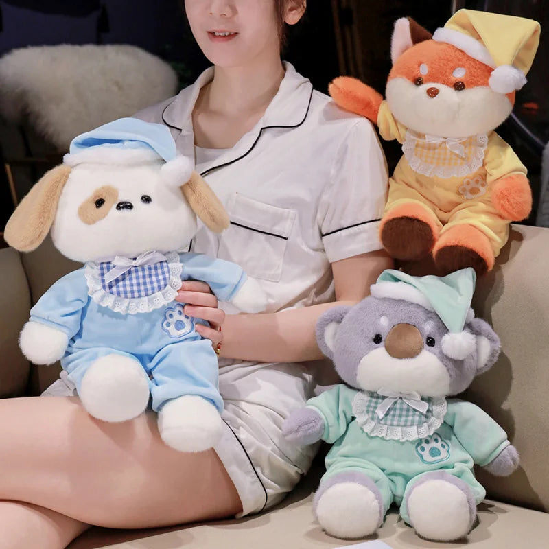 Cozy Bedtime Fox, Koala, and Dog Plushies for a Snuggly Pajama Party!