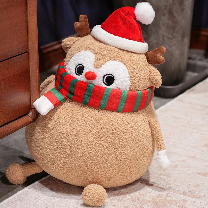 Adorable Plush Christmas Companions: Chubby Reindeer, Santa, and Snowman!
