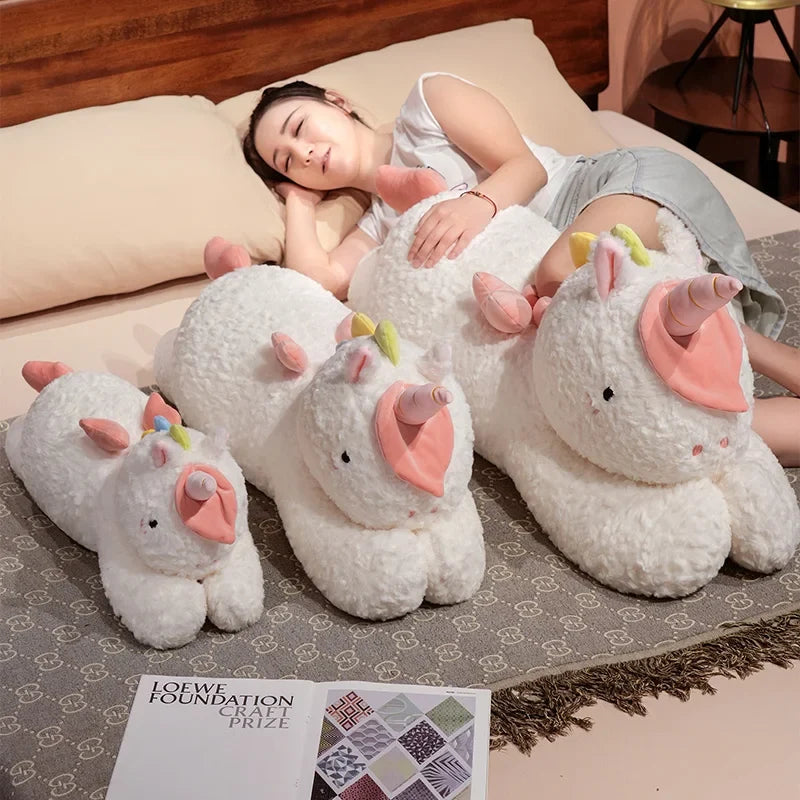Adorable Oversized Chibi White Unicorn Stuffed Toy