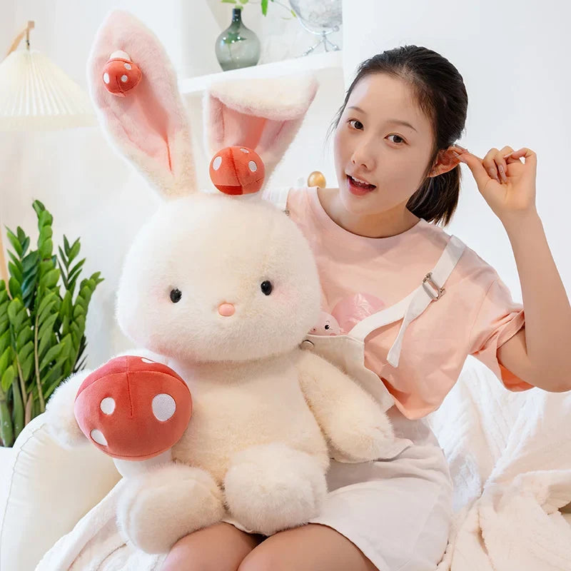 Adorable Kawaii White Bunny Mushroom Stuffed Toy