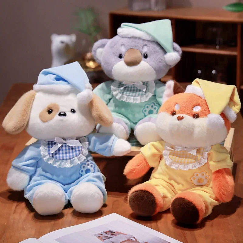 Cozy Bedtime Fox, Koala, and Dog Plushies for a Snuggly Pajama Party!