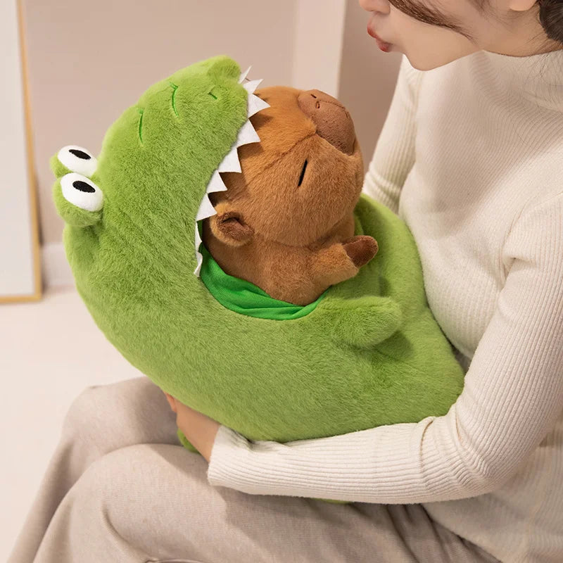 Adorable Capybara Green Dinosaur Plushie Outfit