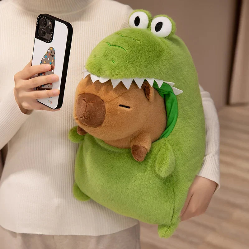 Adorable Capybara Green Dinosaur Plushie Outfit