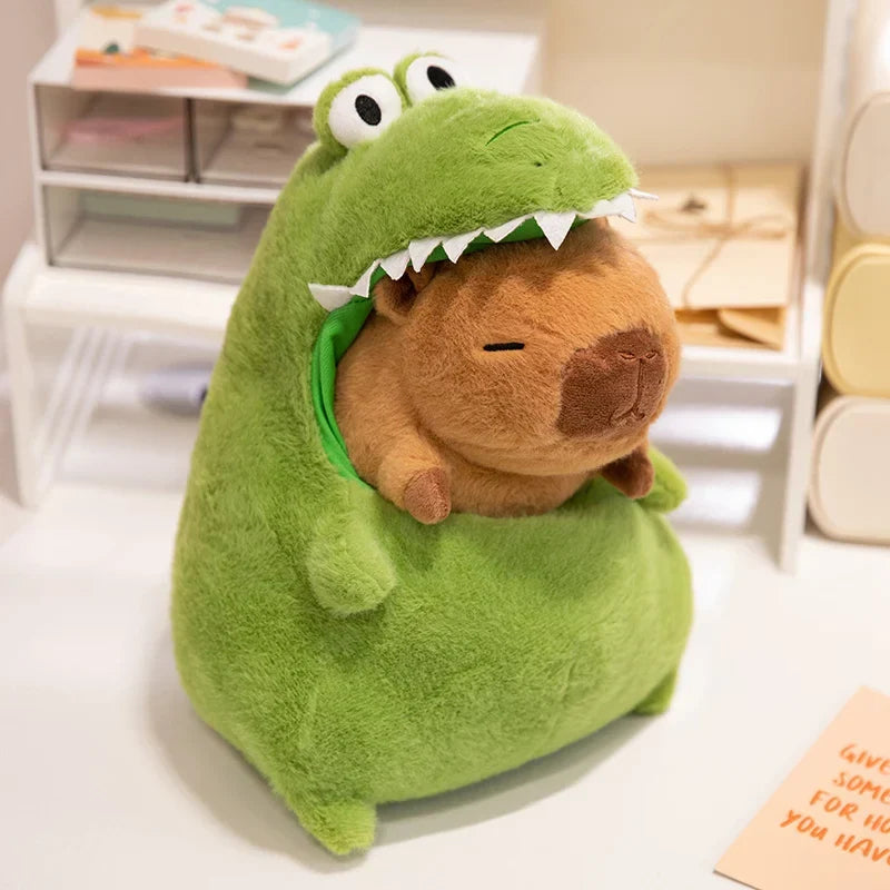 Adorable Capybara Green Dinosaur Plushie Outfit