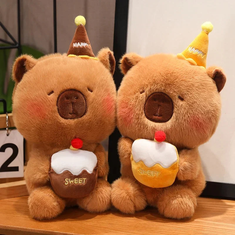 Adorable Capybara and Bear Birthday Cake Plushies for a Joyful Celebration!