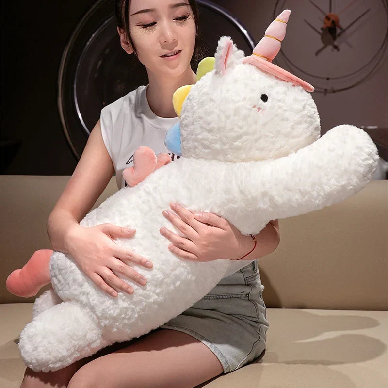Adorable Oversized Chibi White Unicorn Stuffed Toy