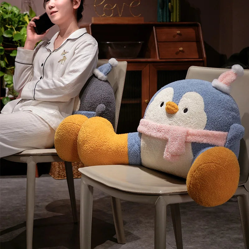 Cozy Fluffy Penguin Backrest Pillow for Ultimate Comfort
