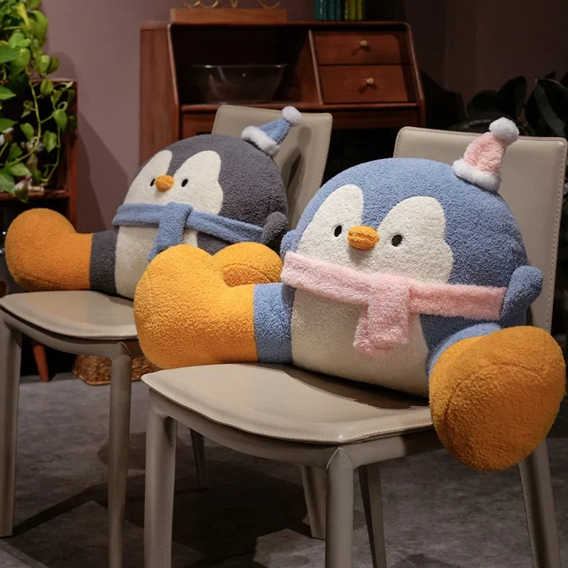 Cozy Fluffy Penguin Backrest Pillow for Ultimate Comfort