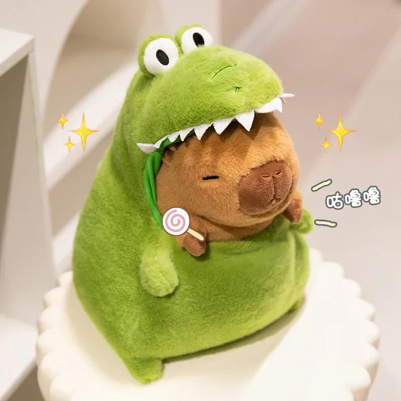 Adorable Capybara Green Dinosaur Plushie Outfit