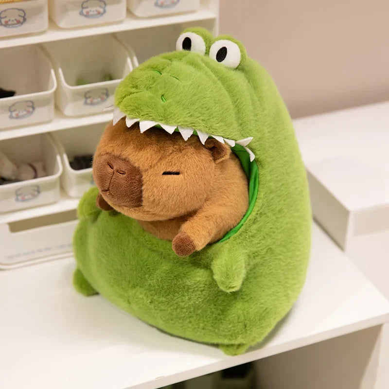 Adorable Capybara Green Dinosaur Plushie Outfit