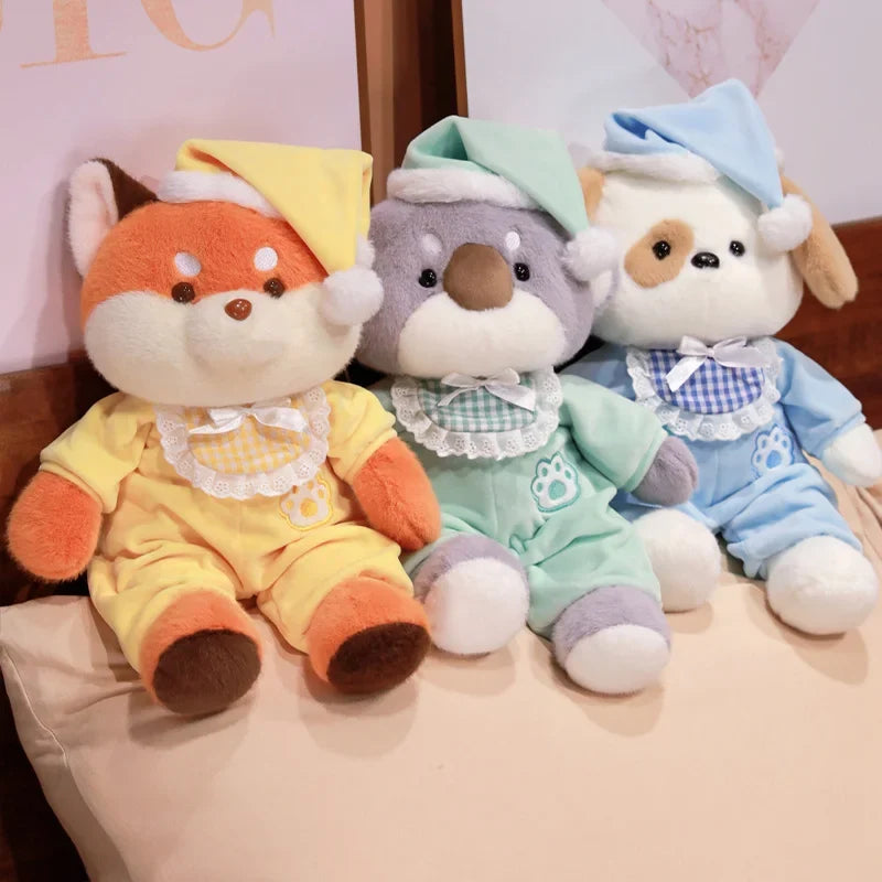 Cozy Bedtime Fox, Koala, and Dog Plushies for a Snuggly Pajama Party!