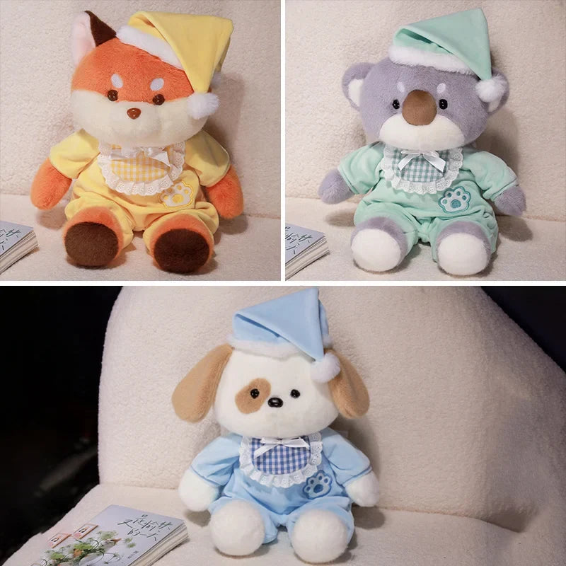 Cozy Bedtime Fox, Koala, and Dog Plushies for a Snuggly Pajama Party!