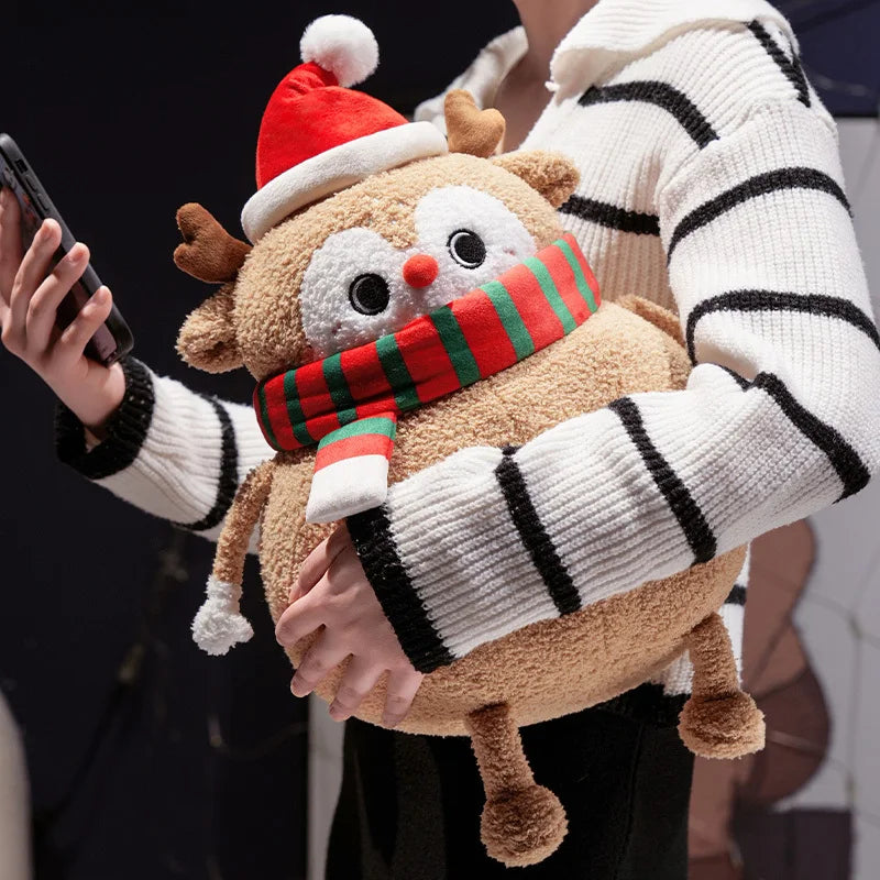Adorable Plush Christmas Companions: Chubby Reindeer, Santa, and Snowman!