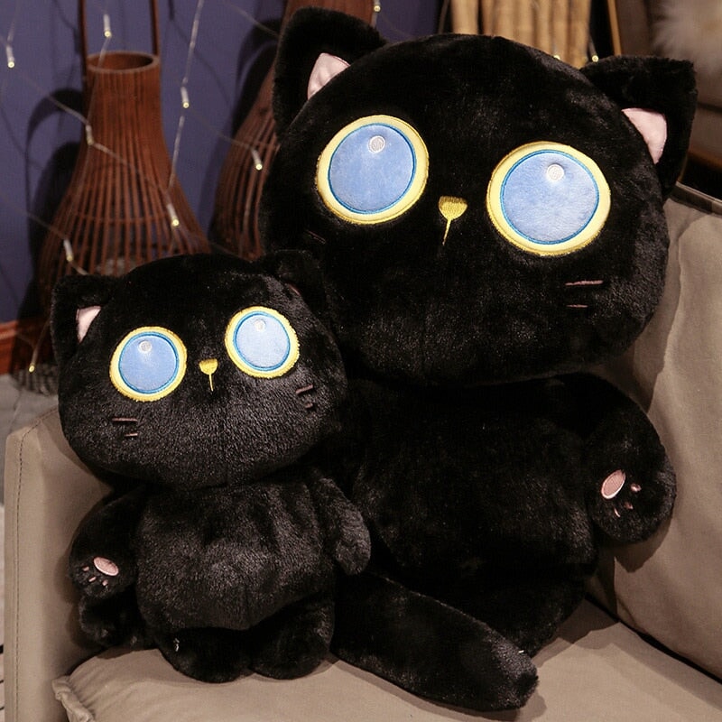 Enchanting Blue-Eyed Black Cat Plushie - Arrayah