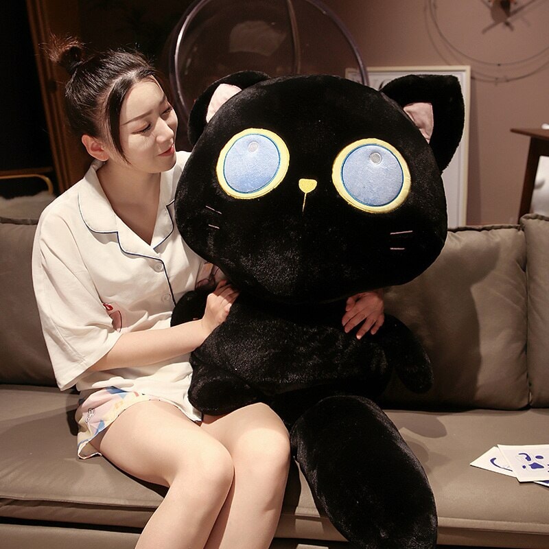 Enchanting Arrayah: The Adorable Blue-Eyed Black Cat Plushie