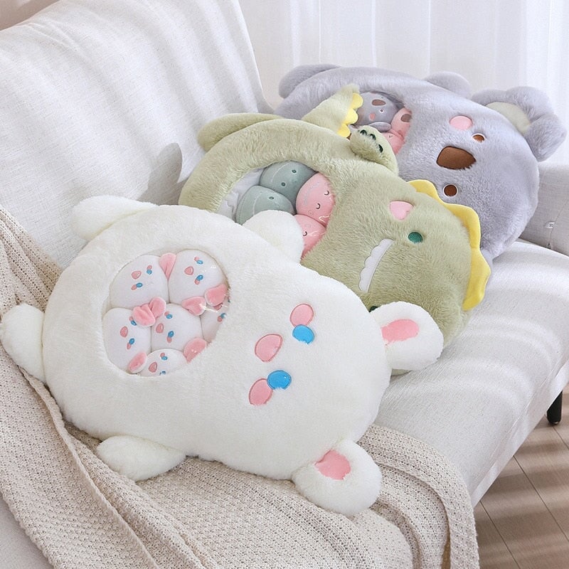 Cuddly Plushie Collection: Koala, Dino, Bunny, and Panda Friends in a Bag!