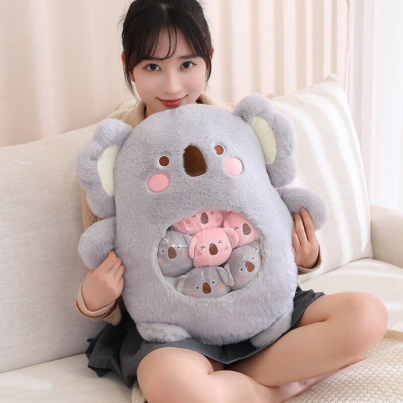 Cuddly Plushie Collection: Koala, Dino, Bunny, and Panda Friends in a Bag!