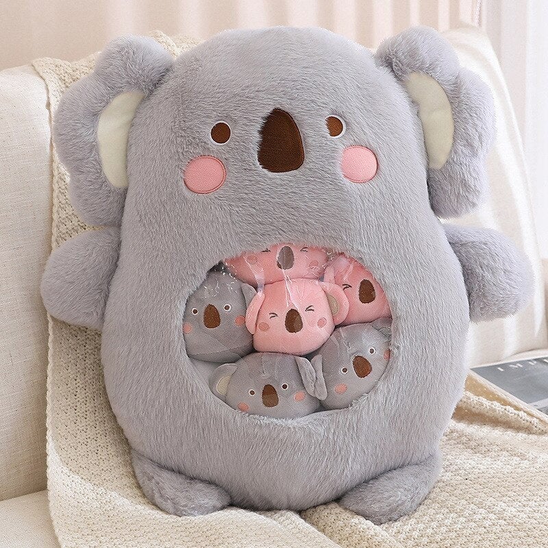 Cuddly Plushie Collection: Koala, Dino, Bunny, and Panda Friends in a Bag!