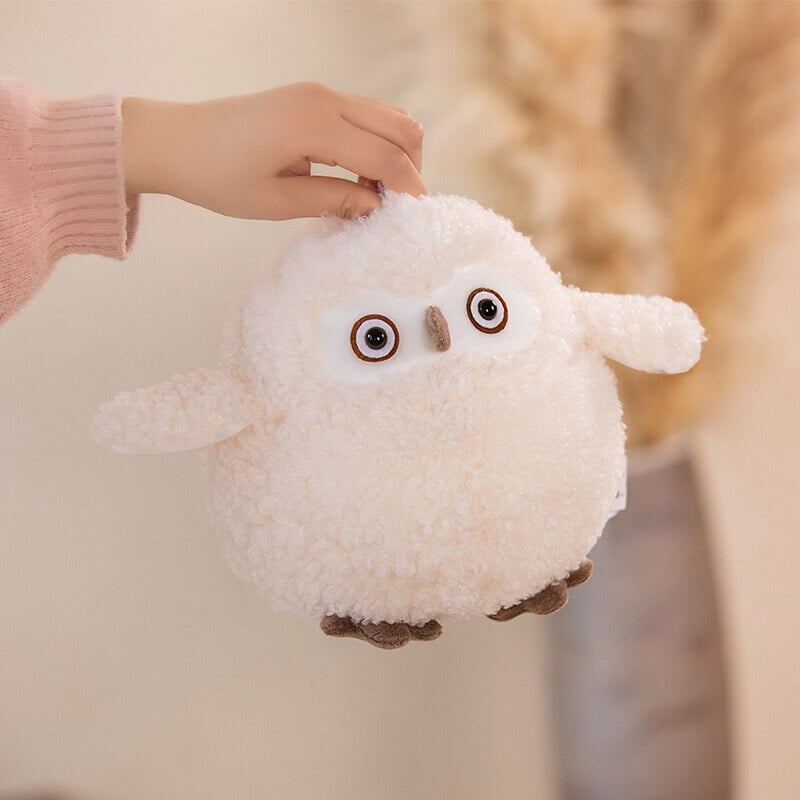 Adorable Beige Chonky Owl Plush Toy - Perfect Cuddle Buddy!