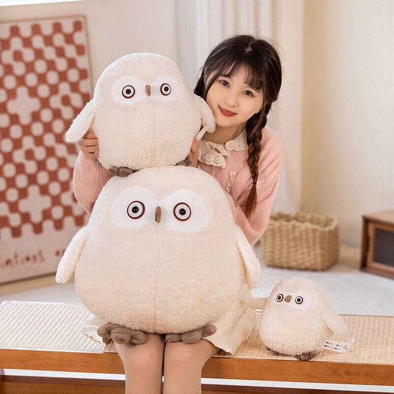 Adorable Beige Chonky Owl Plush Toy - Perfect Cuddle Buddy!