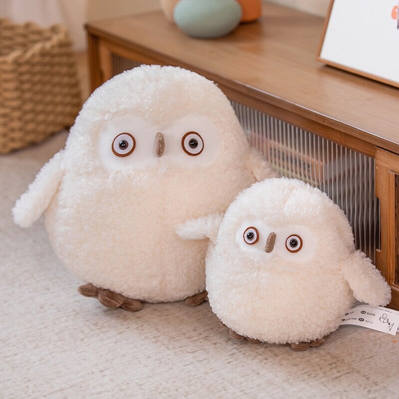 Adorable Beige Chonky Owl Plush Toy - Perfect Cuddle Buddy!