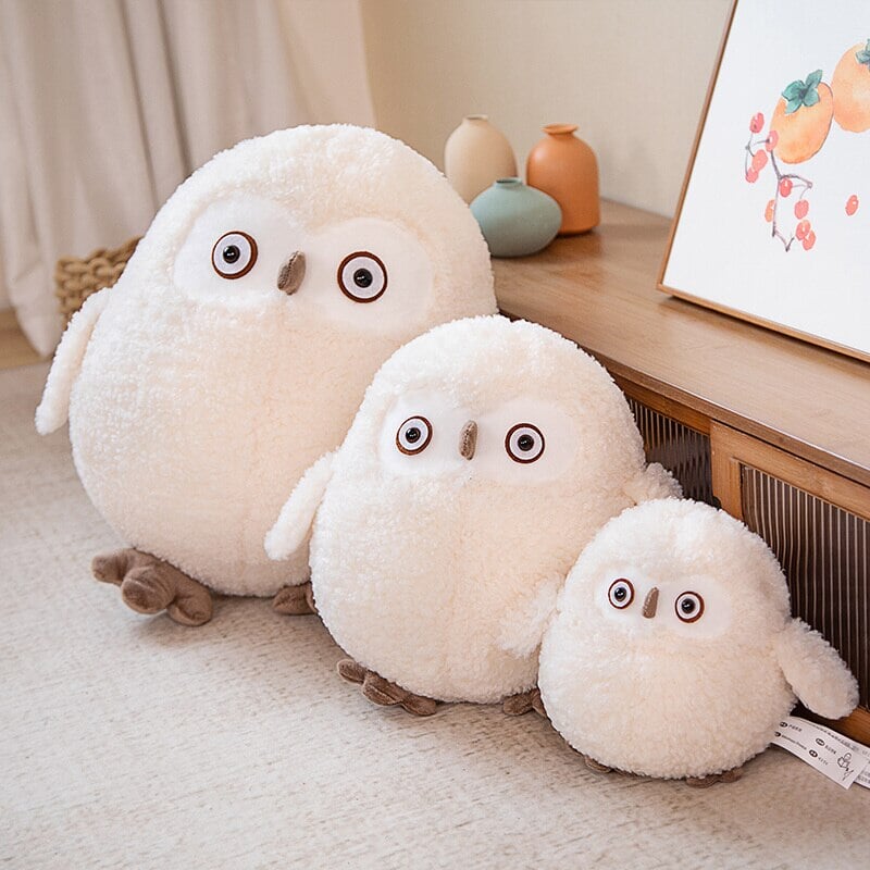 Adorable Beige Chonky Owl Plush Toy - Perfect Cuddle Buddy!