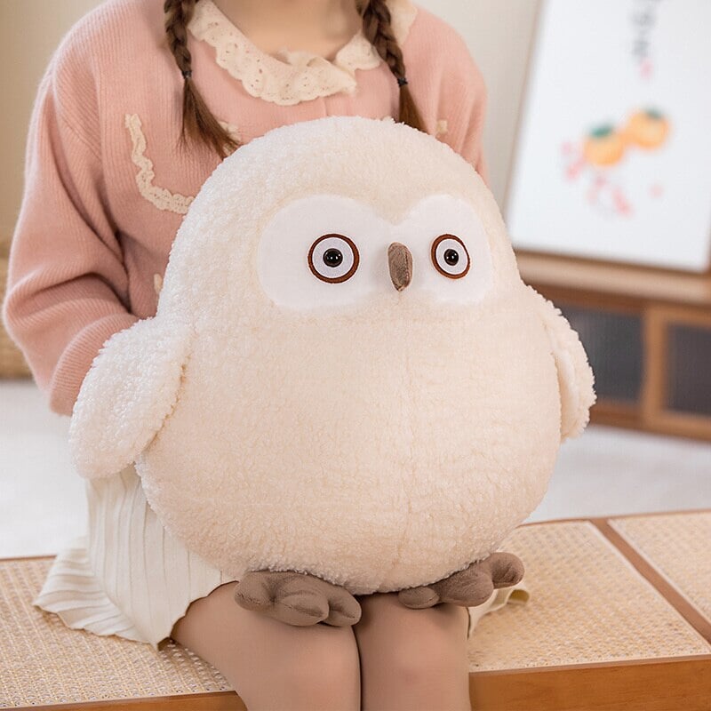 Adorable Beige Chonky Owl Plush Toy - Perfect Cuddle Buddy!