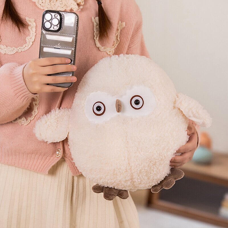 Adorable Beige Chonky Owl Plush Toy - Perfect Cuddle Buddy!