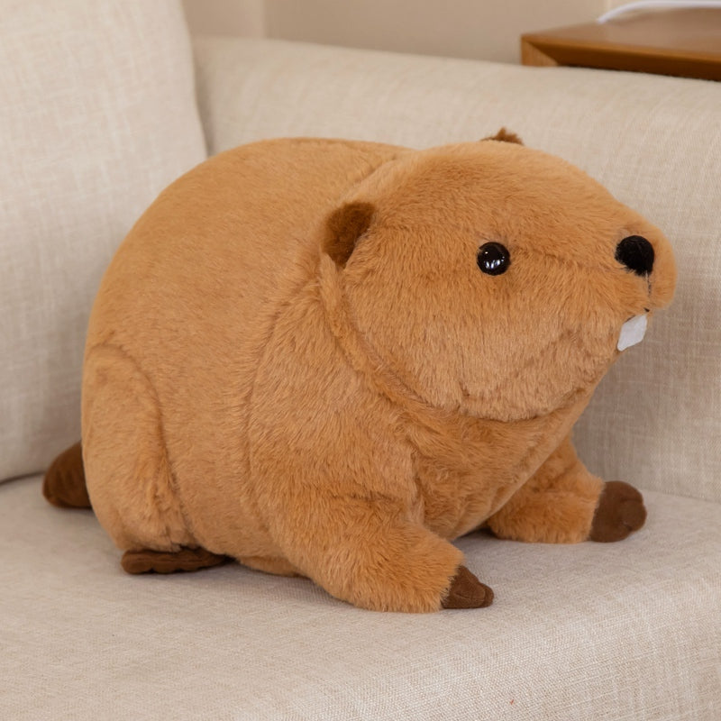 Snuggle Up with Billy & Willy, the Adorable Fluffy Brown Beaver Plushies!