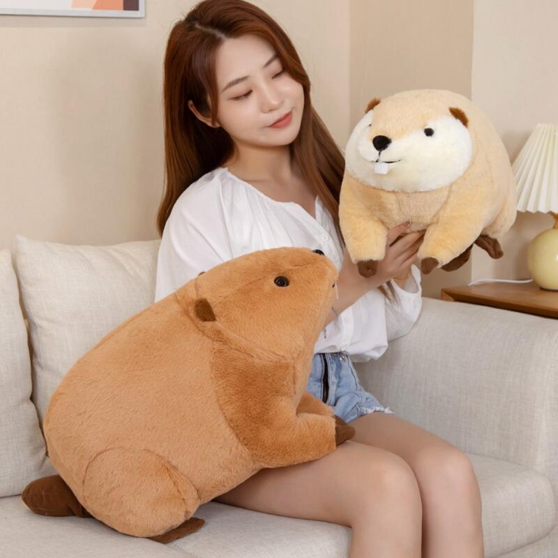 Snuggle Up with Billy & Willy, the Adorable Fluffy Brown Beaver Plushies!