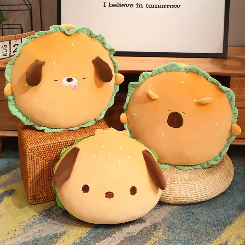 Adorable Capybara and Dog Hamburger Plush Pillow – Perfect for Cozy Comfort!