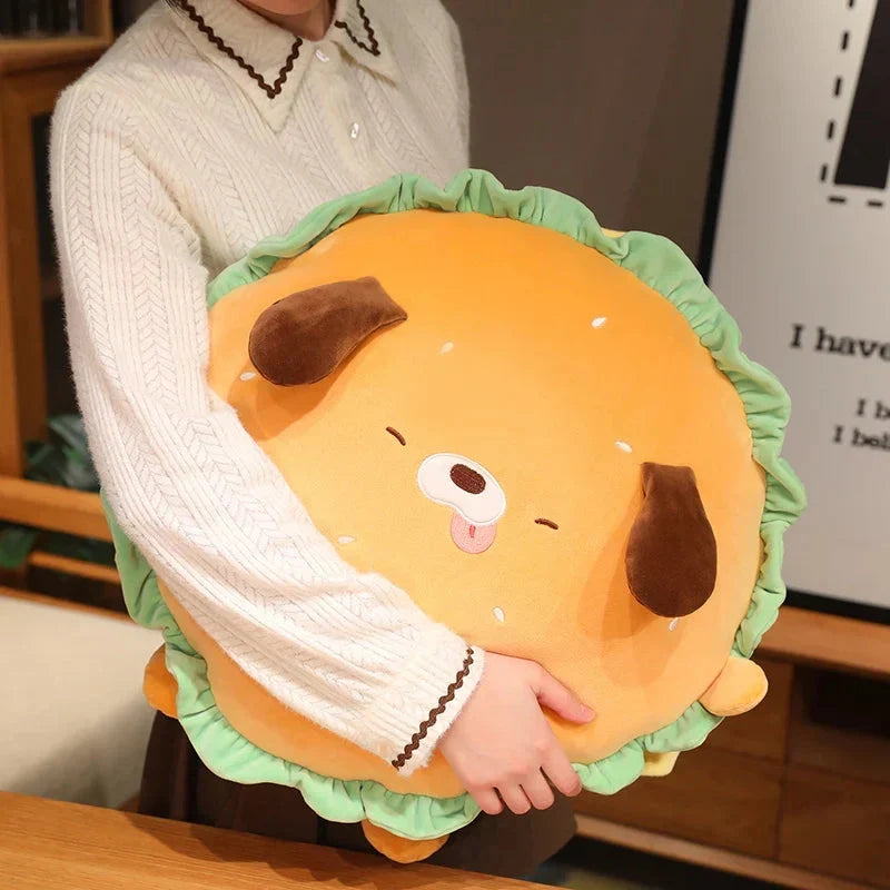 Adorable Capybara and Dog Hamburger Plush Pillow – Perfect for Cozy Comfort!