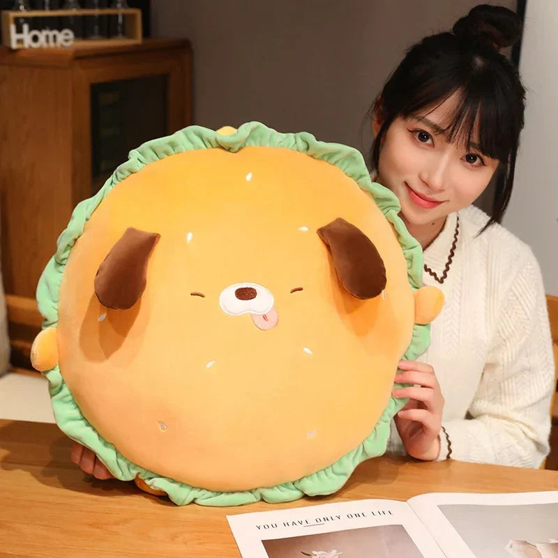 Adorable Capybara and Dog Hamburger Plush Pillow – Perfect for Cozy Comfort!