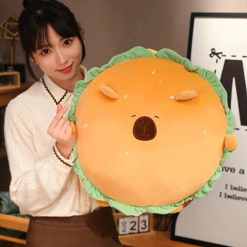 Adorable Capybara and Dog Hamburger Plush Pillow – Perfect for Cozy Comfort!