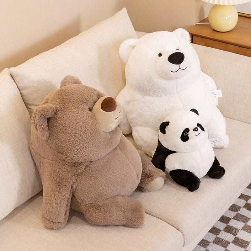 Adorable Chonky Plushies: Fat Bear Panda and Polar Bear Collection