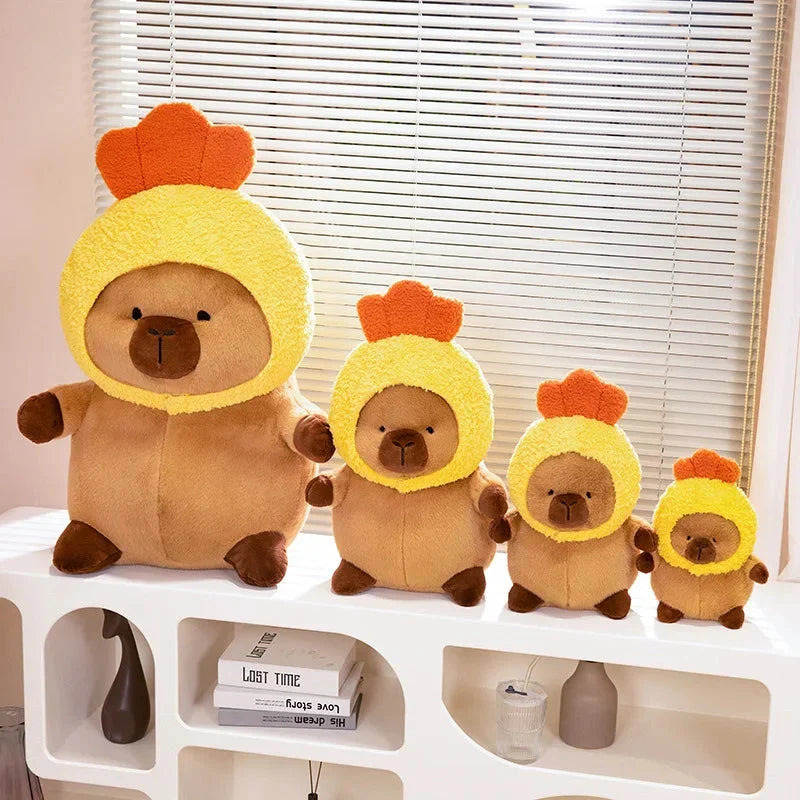 Adorable Chubby Capybara Plush Toy Wearing a Hat