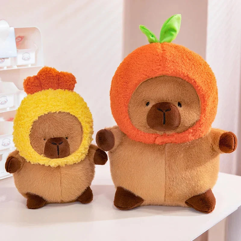 Adorable Chubby Capybara Plush Toy Wearing a Hat