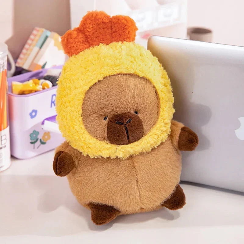 Adorable Chubby Capybara Plush Toy Wearing a Hat