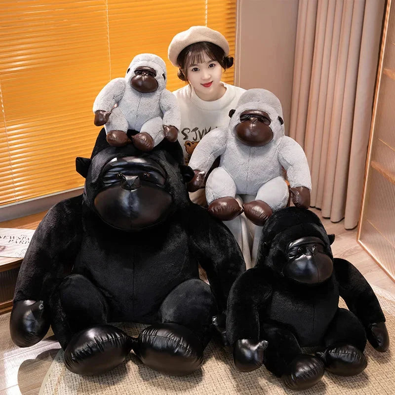 Adorable Chunky Black & Silver Gorilla Ape Plush Toys