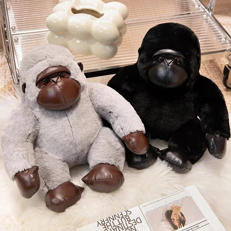 Adorable Chunky Black & Silver Gorilla Ape Plush Toys