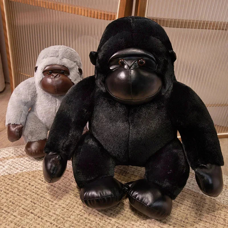 Adorable Chunky Black & Silver Gorilla Ape Plush Toys
