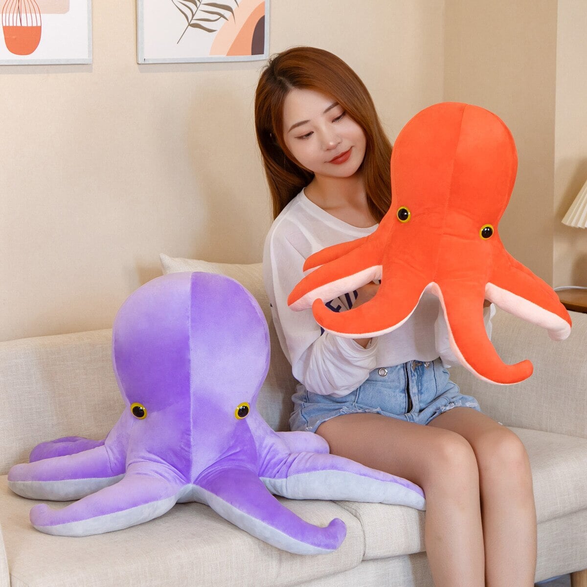 Vibrant Octopus Twin Plush Toys
