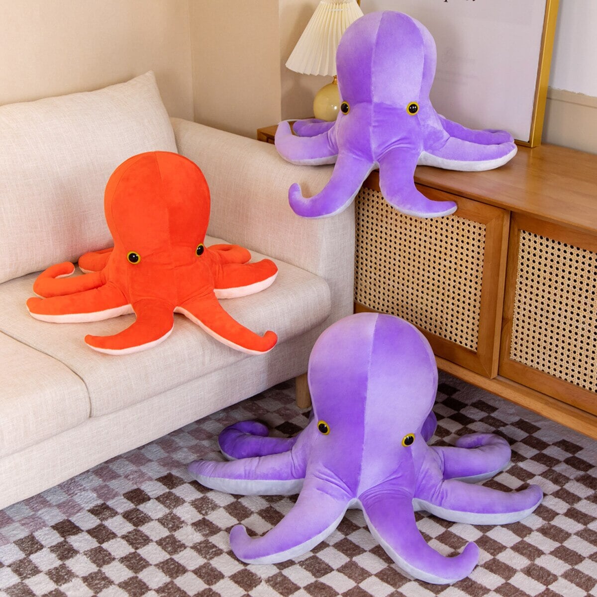Vibrant Octopus Twins Plush Toy
